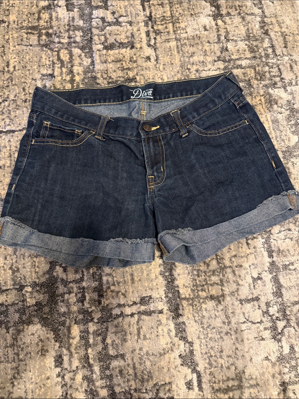 Diva Dark Blue Rolled Cuff Denim Shorts